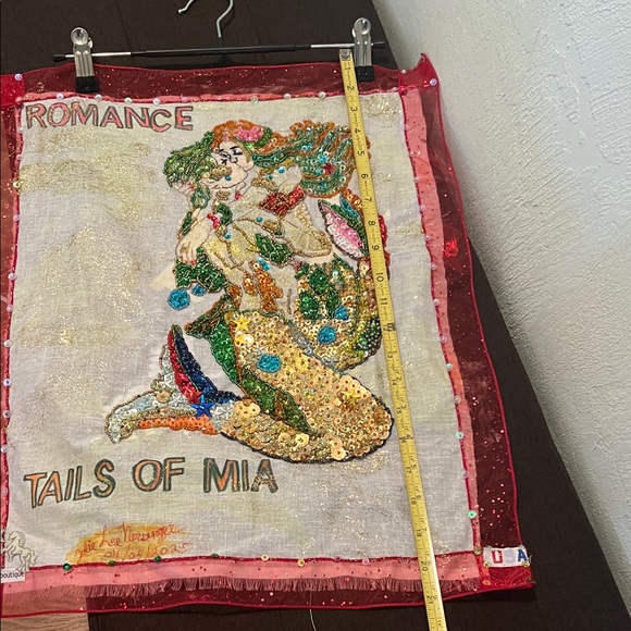 ( 0314) Romance Mermaid/Merman Colorful Beaded Wall Hanging. Unframed”16  X 20” - Picture 4 of 5